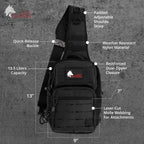 EDC Sling Bag - Concealed Carry Shoulder Bag for Range, Travel, Hiking, Outdoor Sports (Black)