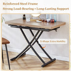 Convertible 4-in-1 Dining Table with Adjustable Height and Wheels, Suitable for Coffee to Dining Use in Apartments, Kitchens, an
