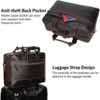 TIDING Genuine Leather Briefcase 17 Inch Laptop Messenger Bags for Men Business Travel Case Shoulder Bag