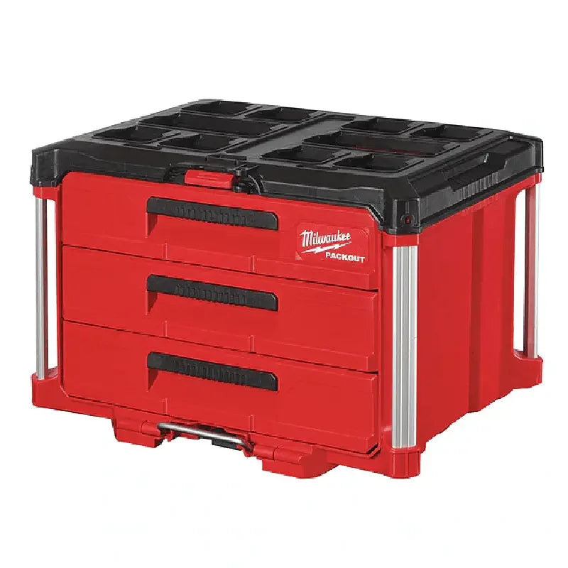 PACKOUT 3-Drawer Tool Box, Polymer, Black/Red, 22-1/4 in W x 16-1/4 in D x 14-1/4 in H