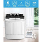 Portable Twin Tub Mini Washer and Dryer Combo, 13lbs Capacity, Ideal for Apartments, Dorms, RVs, Black and White