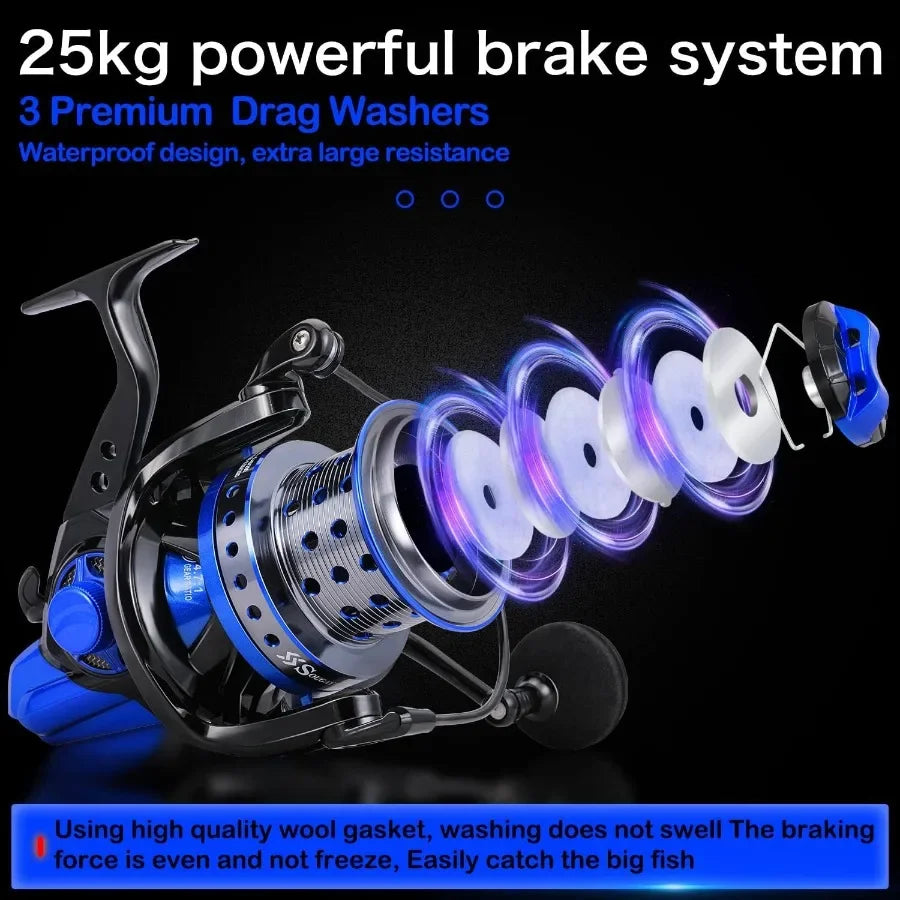 Spinning Reels 10000 Series Surf Fishing Reels Ultra Smooth Powerful with CNC Aluminum Spool for Inshore Offshore Saltwater Fis