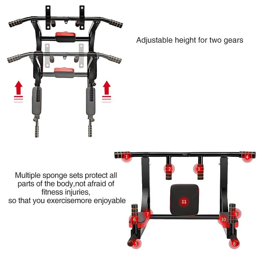 WallMounted PullUp Bar HeavyDuty Indoor Horizontal Bar for Home Gym, ChinUp, Punching Bag, and Exercise Equipment Adjustable amp