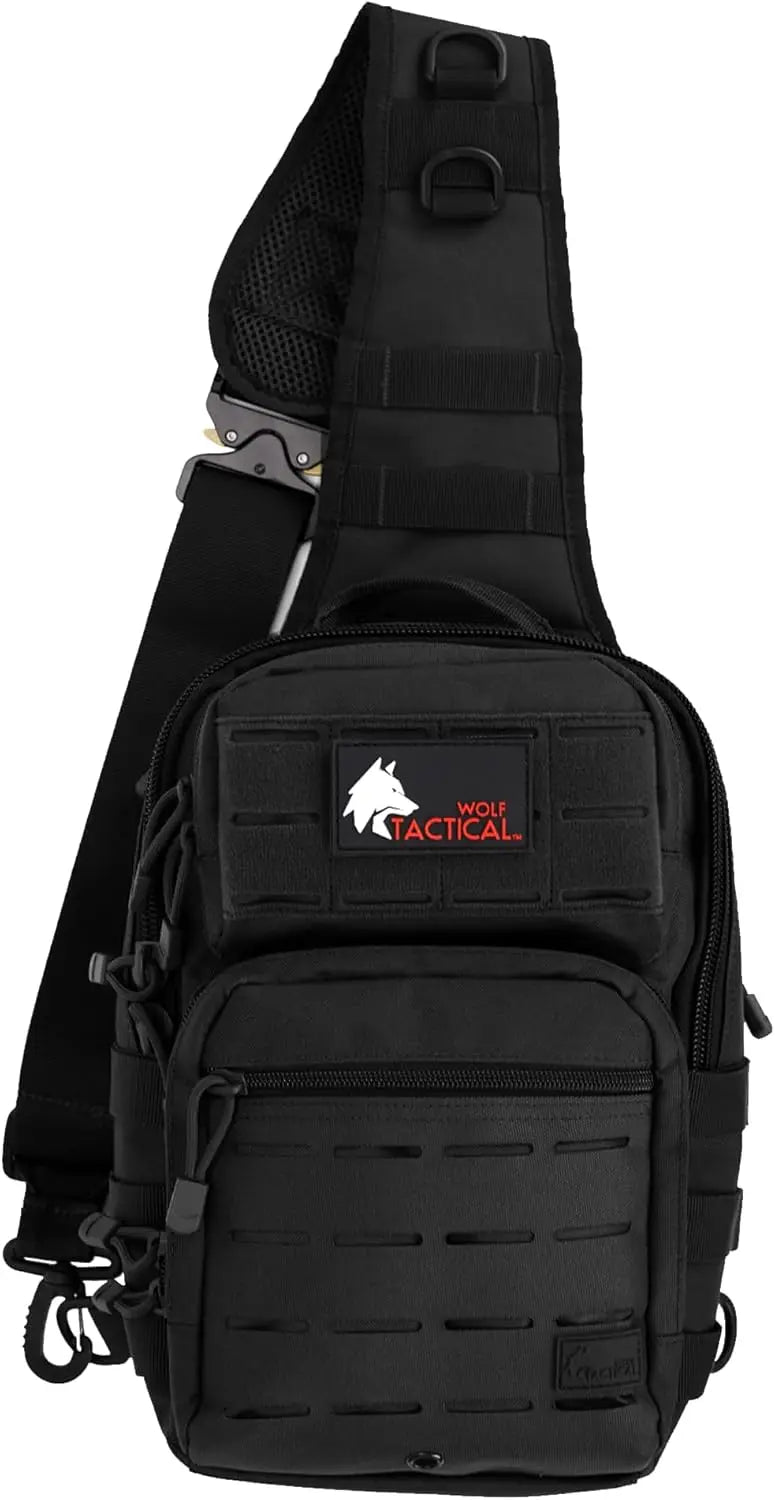 EDC Sling Bag - Concealed Carry Shoulder Bag for Range, Travel, Hiking, Outdoor Sports (Black)