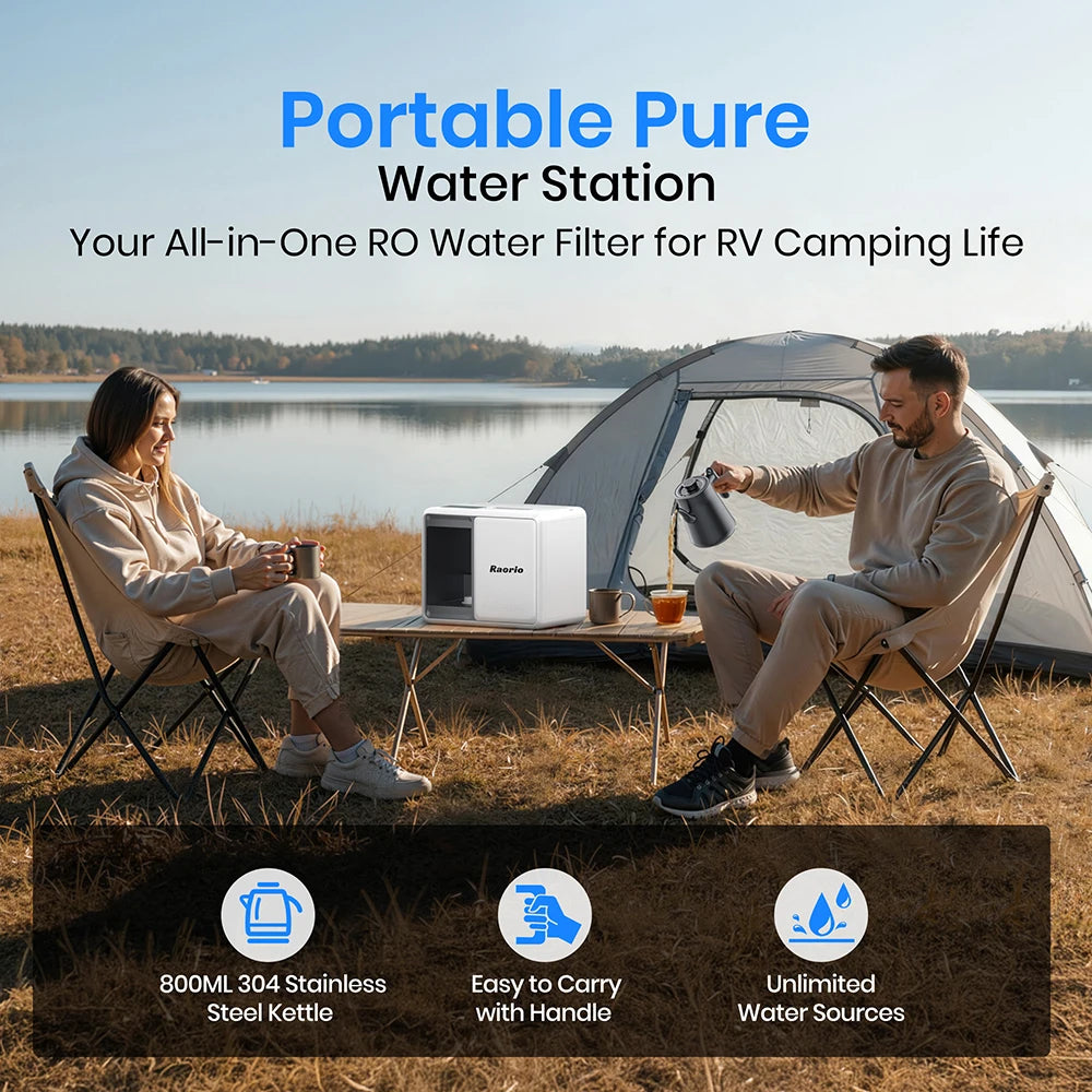Raorio Water Purifier Multiple Scenarios Reverse Osmosis Heating with  Filter Element Home/Off-Gid Life Portable Water Drinking