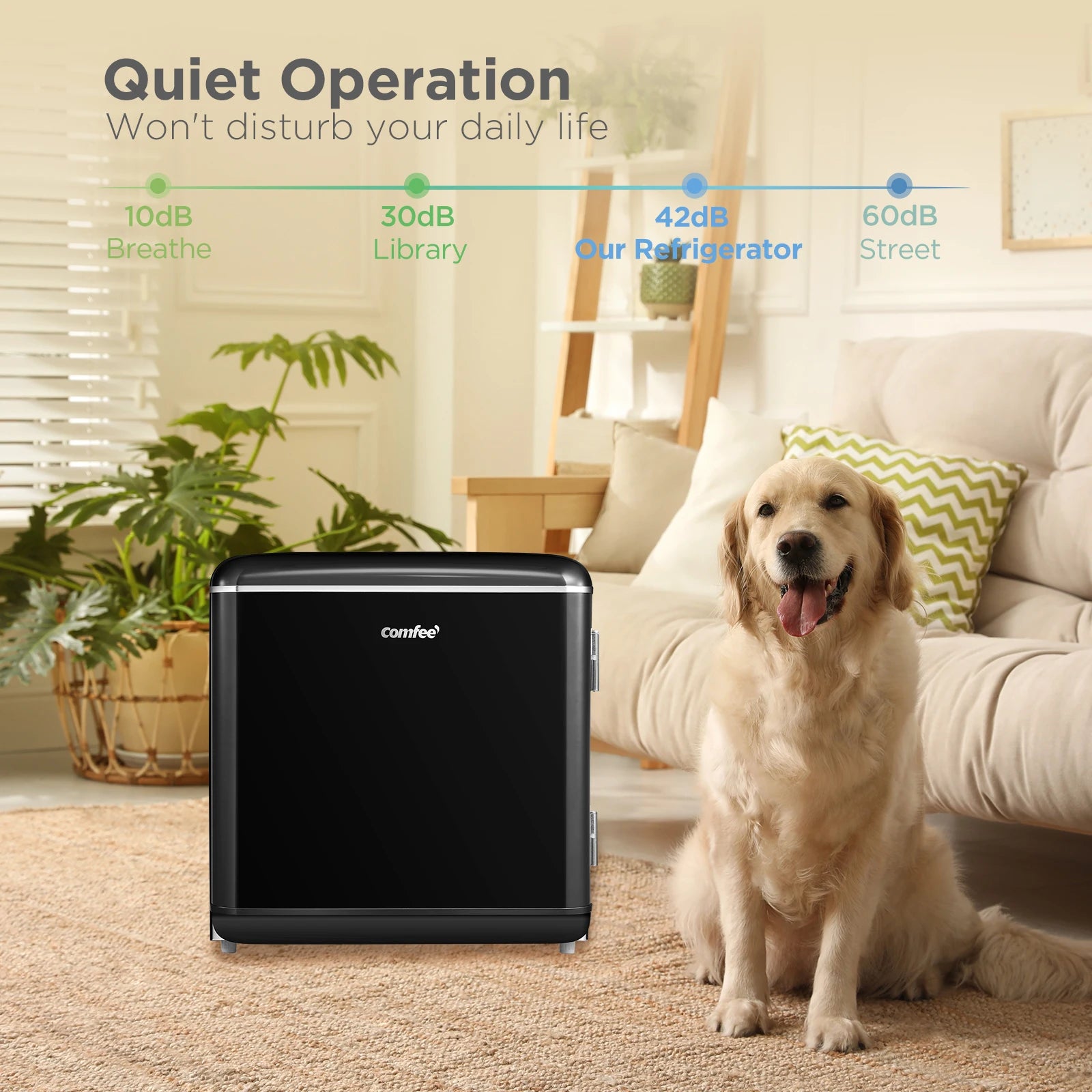 Comfee 1.7 Cu.Ft Retro Mini Fridge, Energy Saving, Low Noise, Adjustable Thermostat with Chiller Box for Bedroom, Office, Dorm