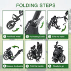 3 Wheel Golf Push Cart Ultra Lightweight Smallest Folding Size New-Version Scorecard Holder