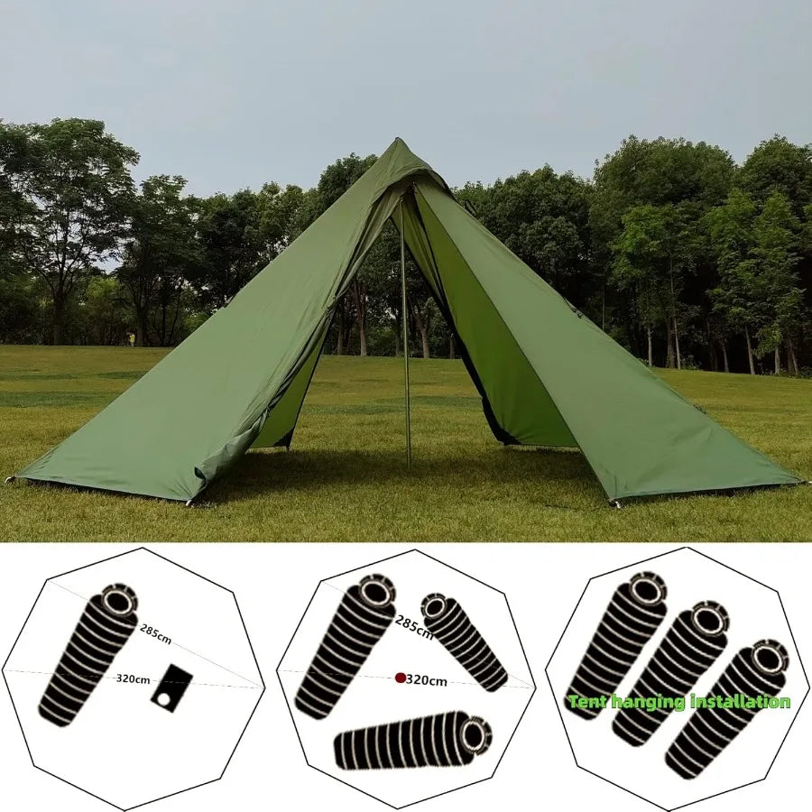 2-4 Person Camping Tent for 4 Seasons Backpacking Ultralight Easy Up Hot Teepee Design with Superior Weather Resistance and Rap