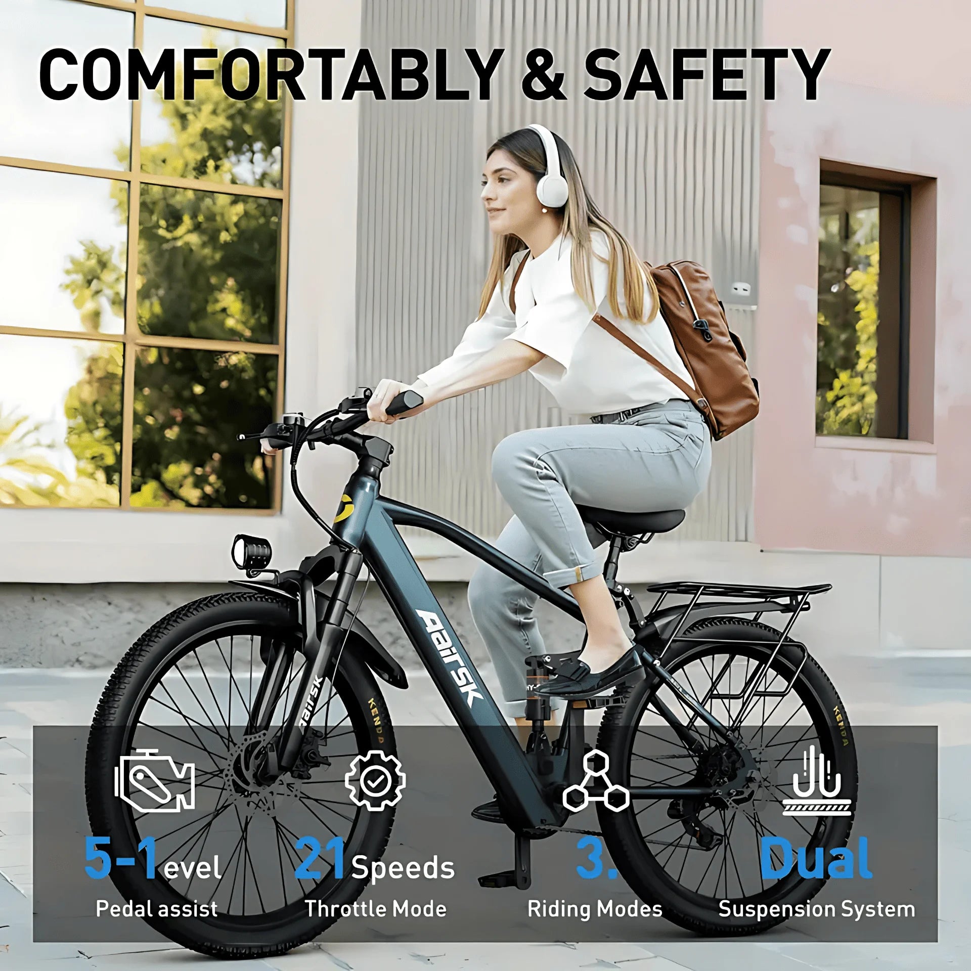 Electric Bike for Adults with Peak 750W Brushless Motor,40Miles 25MPH Commuting Electric Mountain Bike,26"/24'' Tires