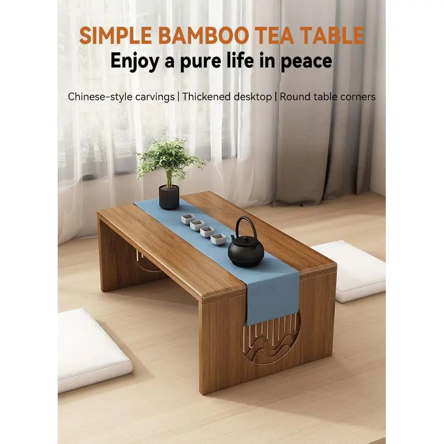 Folding Coffee Table, Low Coffee Table for Sitting on The Floor, Japanese Floor Table No Assembly Small Coffee Tables for Living