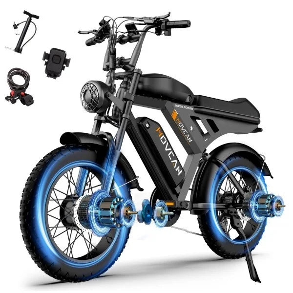 MOVCAN V30 Full Series Adult Electric Bikes 2000W Motor, 20'' Integrated Wide-Tire Wheelset, 48V 15.6Ah Battery,Top Speed 35MPH