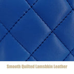 Genuine Leather Purse Quilted Crossbody Bag for Women, Mini TopHandle Shoulder Handbag w Gold Chain Strap