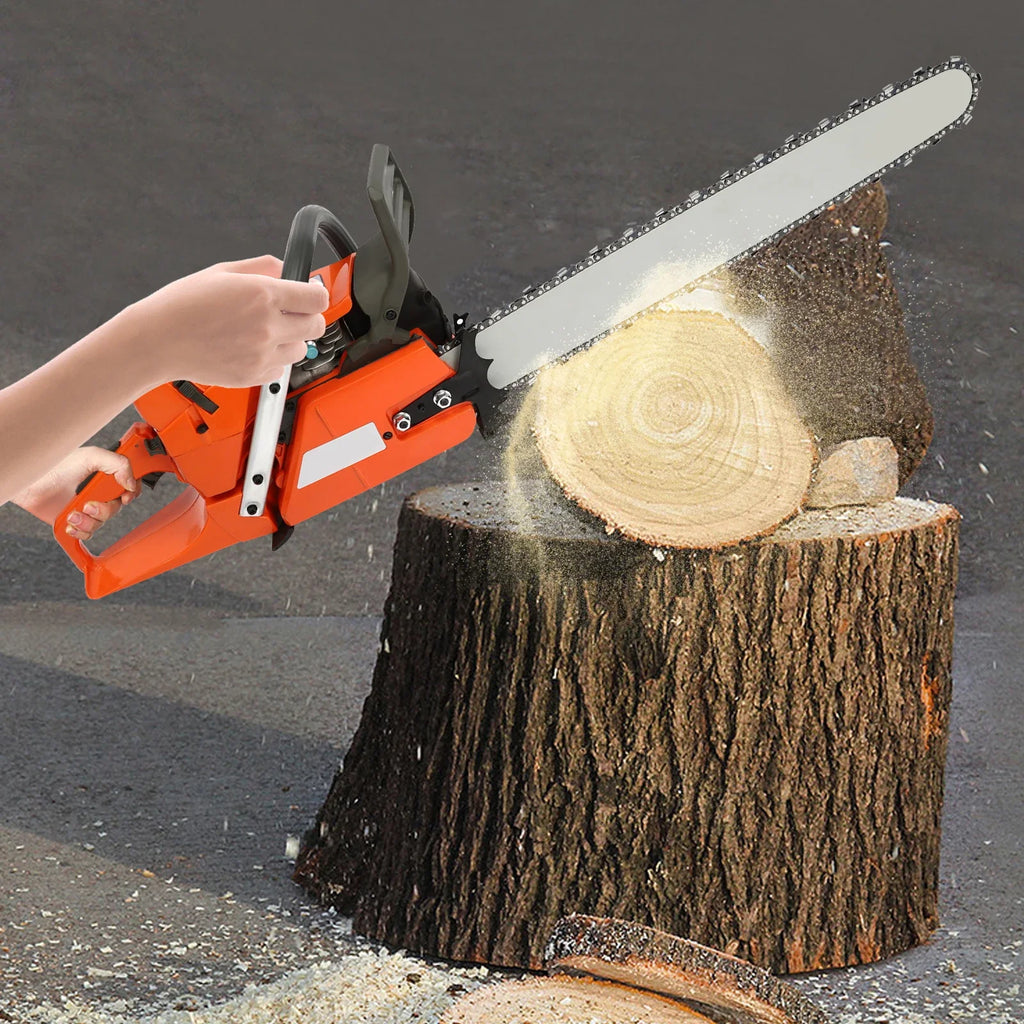 3.4KW/3.9KW Gasoline Power Chain Saws 24 inch Guide Bar 2 Cycle Gas Chainsaw Farm Garden Cutting Wood Crankcase Hand Pull Start