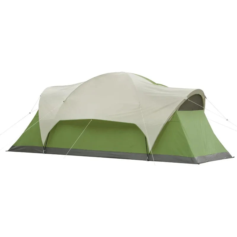 Coleman Montana 8-Person Family Tent with Rainfly, Weatherproof Tent Sets Up in 15 Mins, Fits Multiple Airbeds, Pfas-free, Green