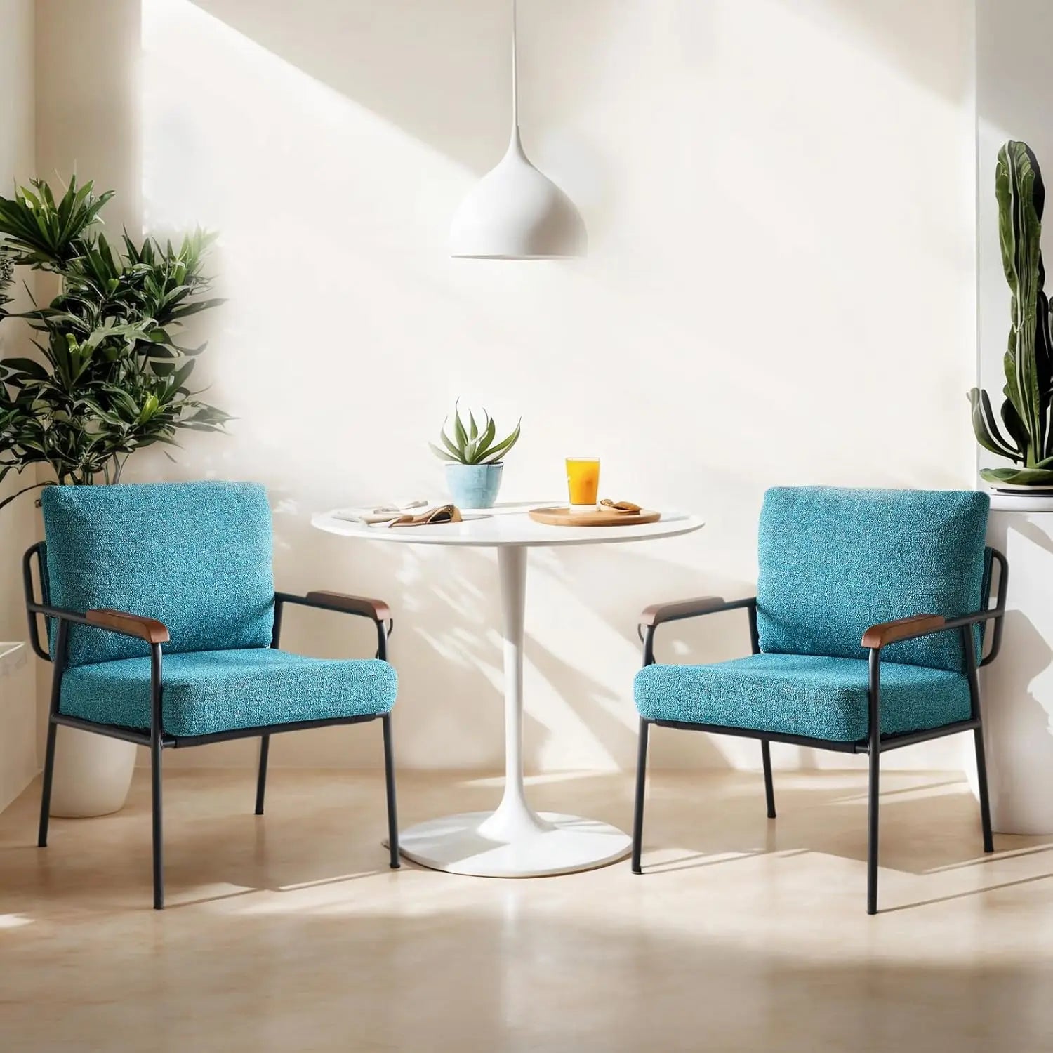 Mid-Century Modern Accent Armchiars Set of 2 for Small Space, Small Comfy Upholstered Leisure Reading Chairs, Customized