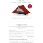 2 Person Tent Hiking Ultralight Camping Tent Professional 15D Silnylon Rodless Trekking Pole Tent Waterproof Backpackin