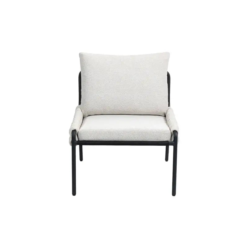 Modern Accent Lounge Chair, Braided Upholstery, Metal Frame, Comfortable Armchair for Living Room or Bedroom, Soft Cushioned