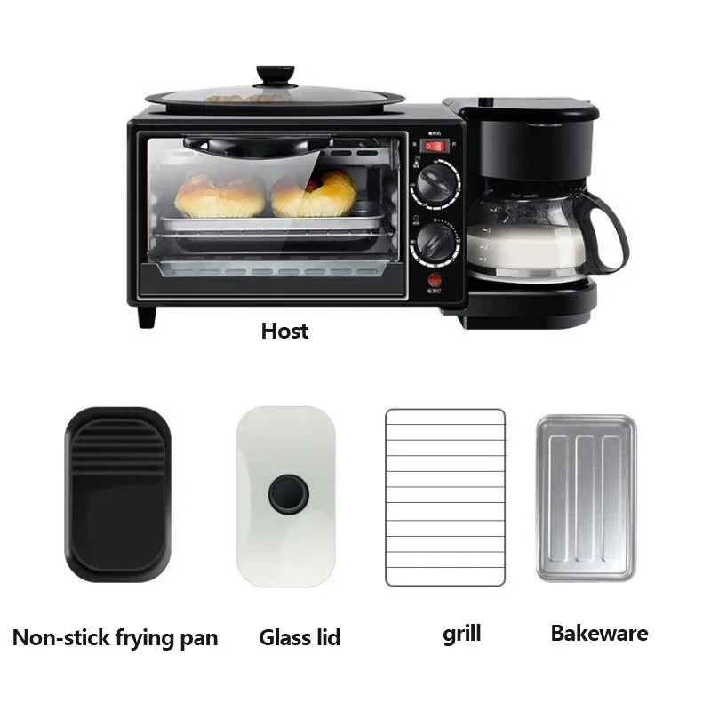 New 110V/220V Household Multi-Function Breakfast Machine Kitchen Coffee Omelette Machine Automatic Toaster Multi-Functio