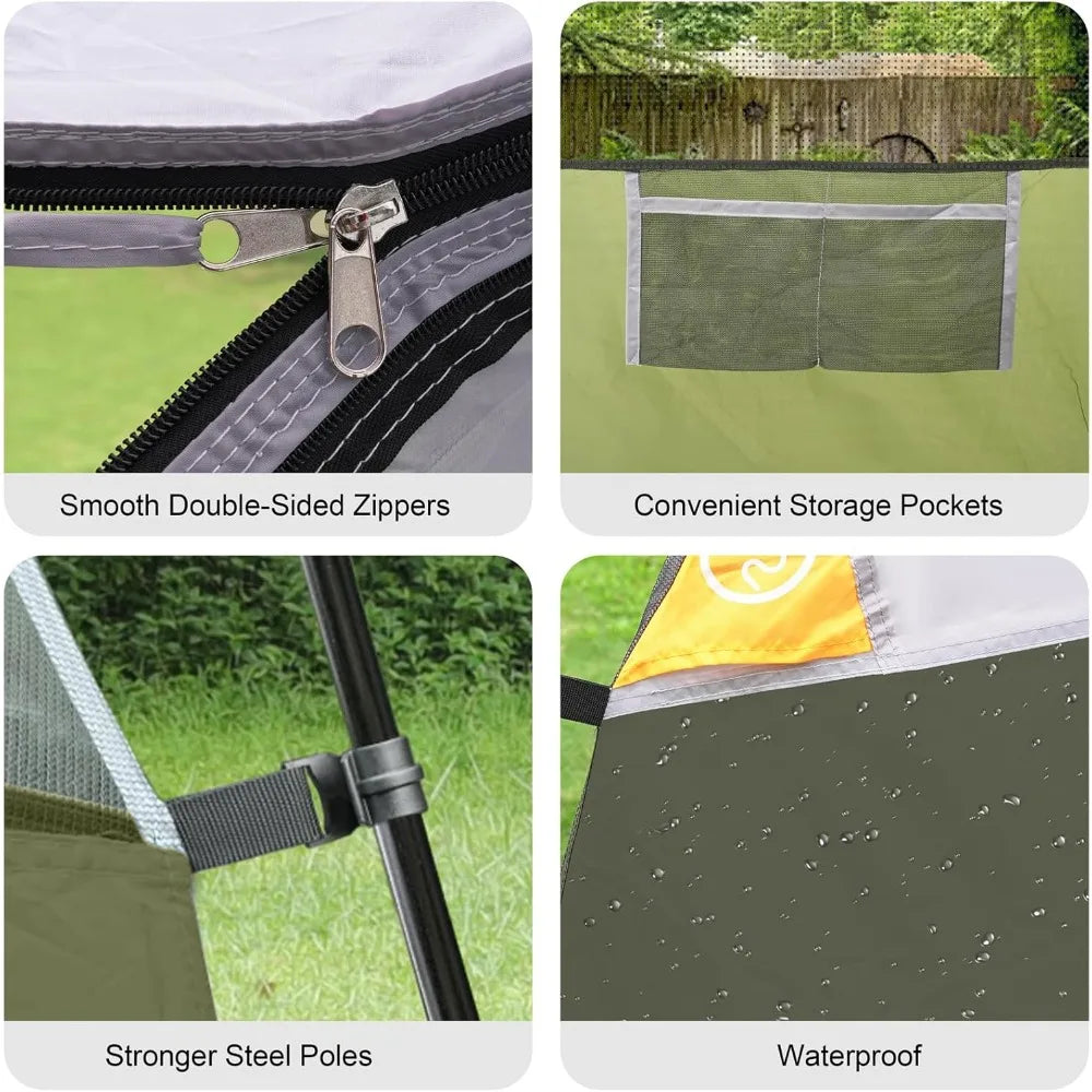 Tents for Camping 6 Person Tent Waterproof Windproof Double Layer Family Camping Tent,Easy Setup Dome Tent withLarge MeshWindows