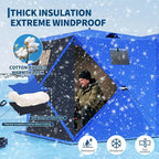 4-8 Person Insulated Ice Fishing Tent with 49 LED Light, Waterproof & Portable with 2 Doors, Anchors, Ropes & Carry Bag