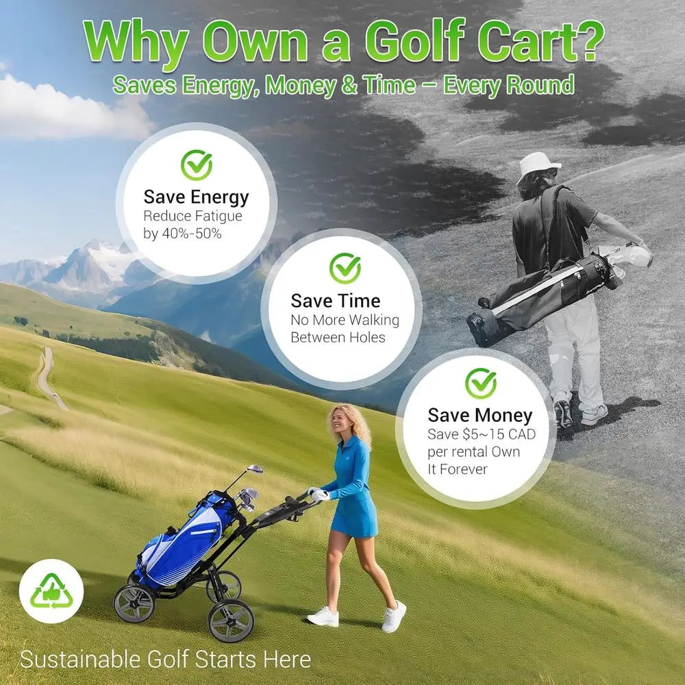 Foldable 4-Wheel Golf Trolley with Adjustable Handle, Scorecard Holder, Umbrella Mount, Foot Brake, All-Terrain Wheels for Adult