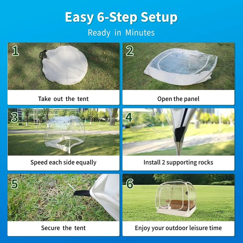 6-Person Weather-Resistant Bubble Tent with Vent Windows for Camping, Outdoor Shelter, and Backyard Parties in Beige