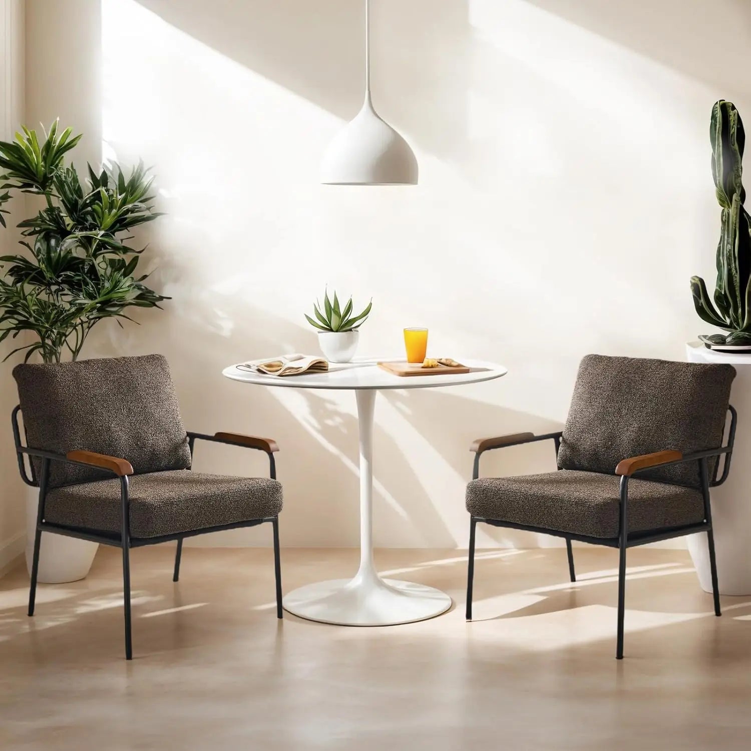 Mid-Century Modern Accent Armchiars Set of 2 for Small Space, Small Comfy Upholstered Leisure Reading Chairs, Customized