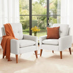Accent Chair, -Century ern Upholstered Armchair, Comy Reading Soa Chair or Living Room, Bedroom, Aparent, White