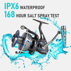 Poleax Saltwater Spinning Reel IPX6 Waterproof for Marine Fishing Braid Ready Spool with Sealed Carbon Fiber Drag System Up to