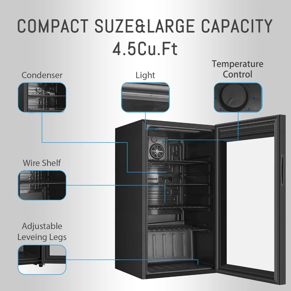 4.5 cubic feet beverage refrigerator with 150 cans, independent beverage cooler, suitable for office use