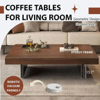 Walnut Modern Farmhouse Coffee Table, Large Square Living Room, Adjustable Feet, 31.5x19.7x17.7