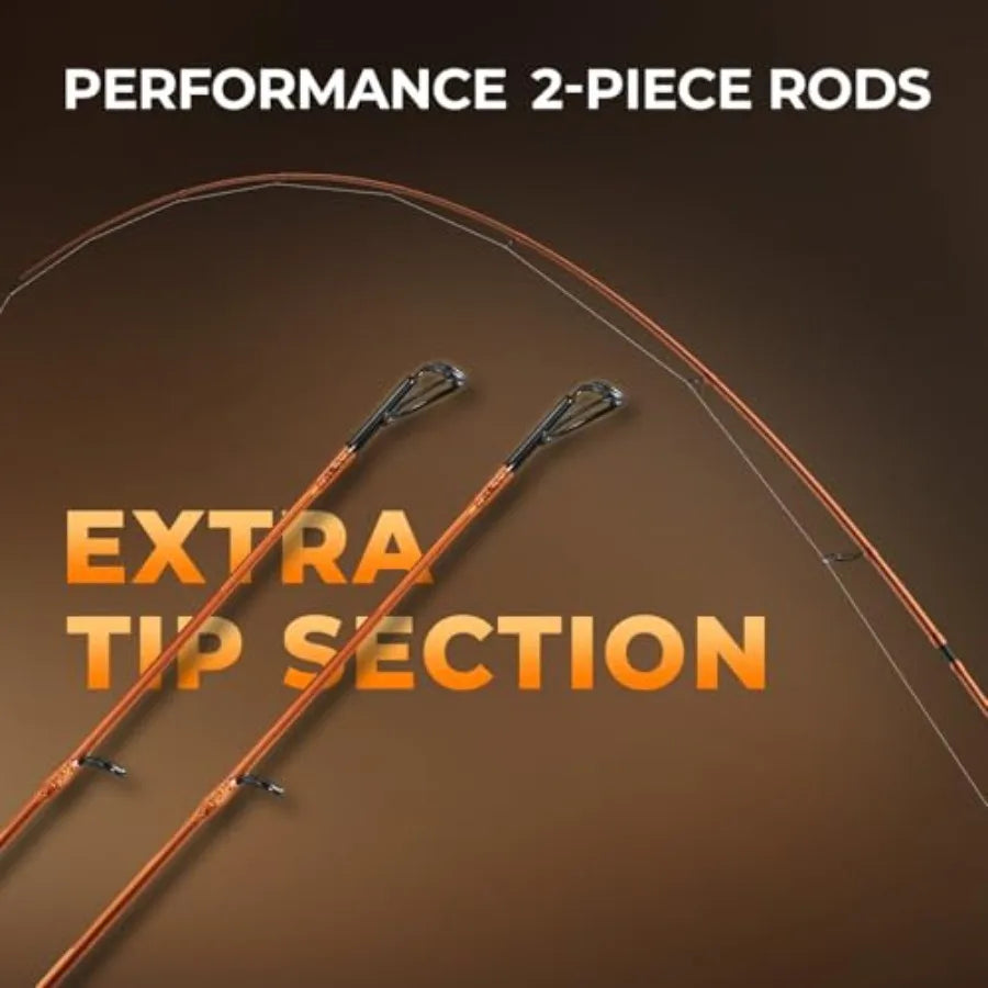 Twin-tip Fishing Rod and Reel Combo, Spinning & Baitcaster Combo, IM6 Graphite 2Pc Rod with Backup Tip Section,Spin-6'2" Ml-2000