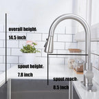 VCCUCINE Brushed Nickel Pull-Down Kitchen Faucet, Single Handle, Stainless Steel, High Arc, RV Compatible