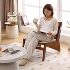 Century Modern Accent Chair for Living Room, Low Lounge Chair with Solid Wood Frame, Comfy Armchair for Bedroom and Balcony, Wal