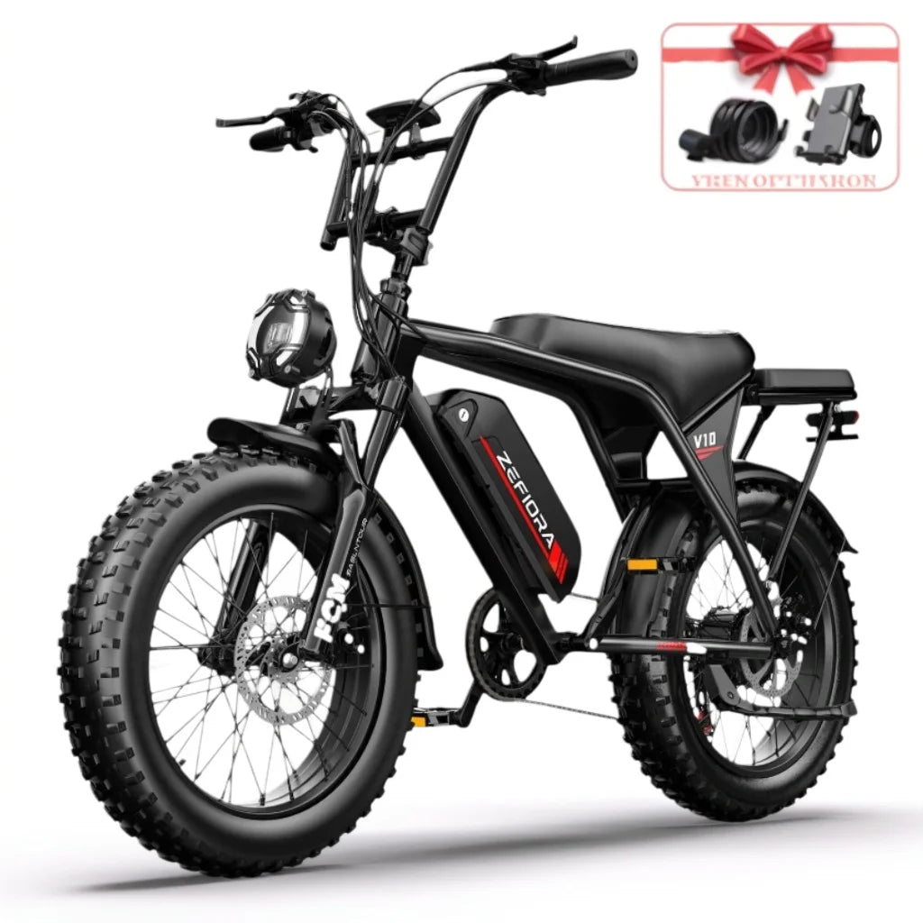 Zefiora V10 Snow Electric Bike,800w 20 Inches 48v Battery Fat Tire Electric Bicycle,free Local Shipping E Bike Factory Original