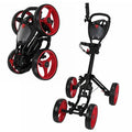 4Wheel Folding Golf Pull Push Cart for Easy Transportation on Courses Lightweight Design with Large Storage Basket and Adjustab