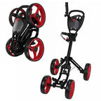 4Wheel Folding Golf Pull Push Cart for Easy Transportation on Courses Lightweight Design with Large Storage Basket and Adjustab
