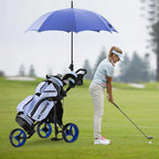 Foldable Golf Push Cart in Navy Blue with Sturdy Steel Frame for Easy Transport and Storage Adjustable Height Handlebar for Com
