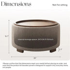 Round Storage Ottoman Coffee Table, Modern Boucle Ottoman with Lift-Off Lid and Solid Wood Legs for Living Room, Bedroom, Corner