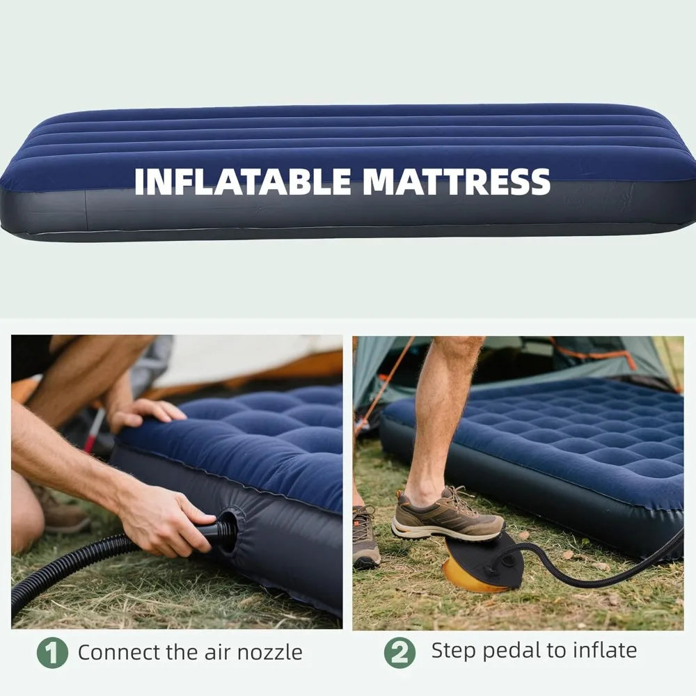 Camping Tent Cot, 6-in-1 Folding Tent Cot Combo with Mattress, Pillow, Sleeping Bag, Bed Cover, Roller Carrying Bag