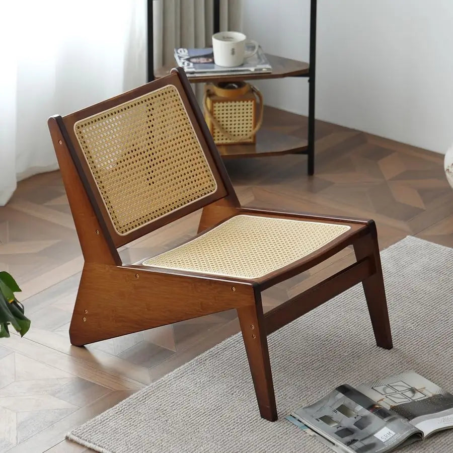 Century Modern Accent Chair for Living Room, Low Lounge Chair with Solid Wood Frame, Comfy Armchair for Bedroom and Balcony, Wal