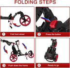 3 Wheel Golf Push Cart with 360 Rotating Front, Opens/Closes in 1 Second, Includes Free Umbrella Holder