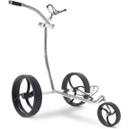 Terra Manual Golf Push Cart 3 Wheels Ultralight Ultraslim Stainless Steel Frame Green Fully Accessorized with Transport Bag
