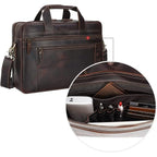 TIDING Genuine Leather Briefcase 17 Inch Laptop Messenger Bags for Men Business Travel Case Shoulder Bag