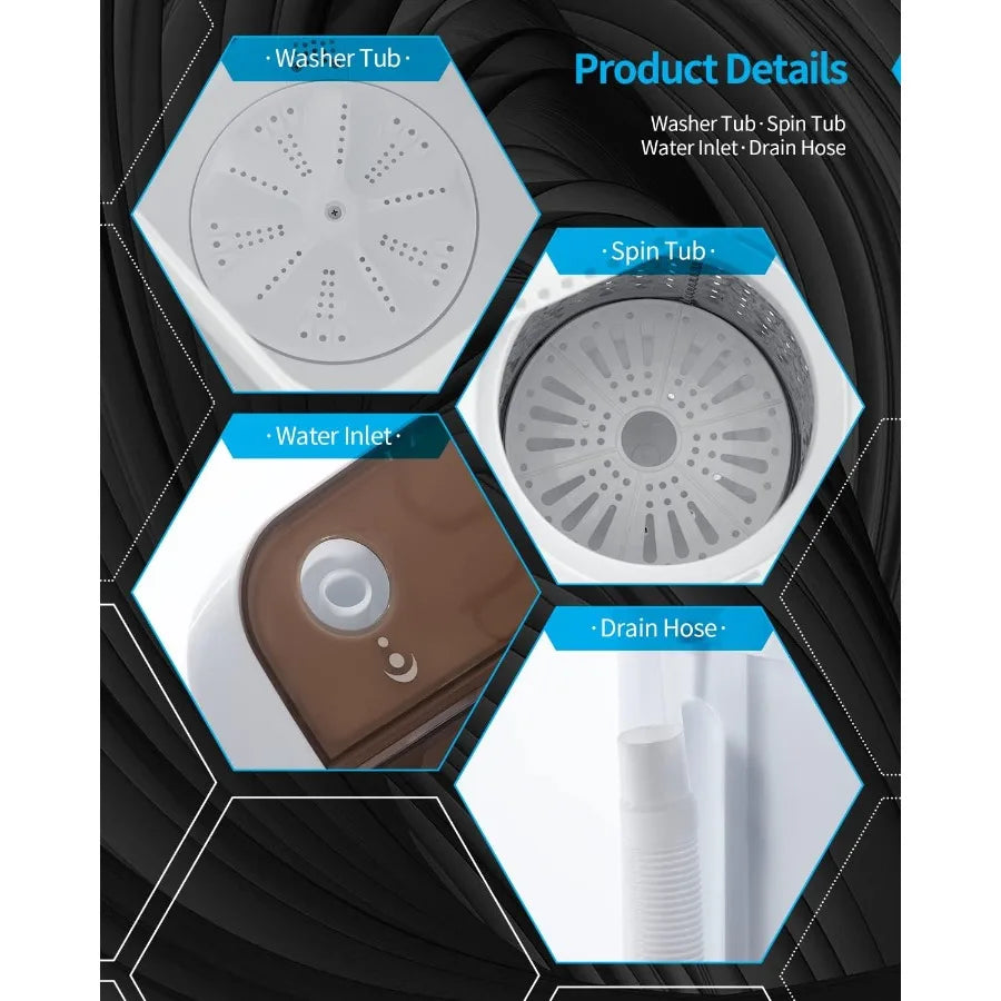 17.6Ibs Portable Washing Machine Compact Washer Machine Mini Washing Machine Twin Tub Washer and Spiner Ideal for Dorms Apartme