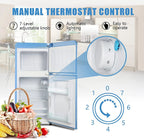 3.2 Cu.ft  Double Door Compact Refrigerator, Mini Fridge with Freezer, Retro Design Small Drink Chiller for Home, Office