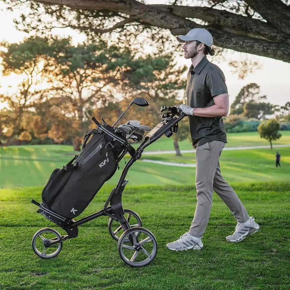 Ultra Lightweight 3-Wheel Golf Push Cart with Compact Fold and New Scorecard Holder
