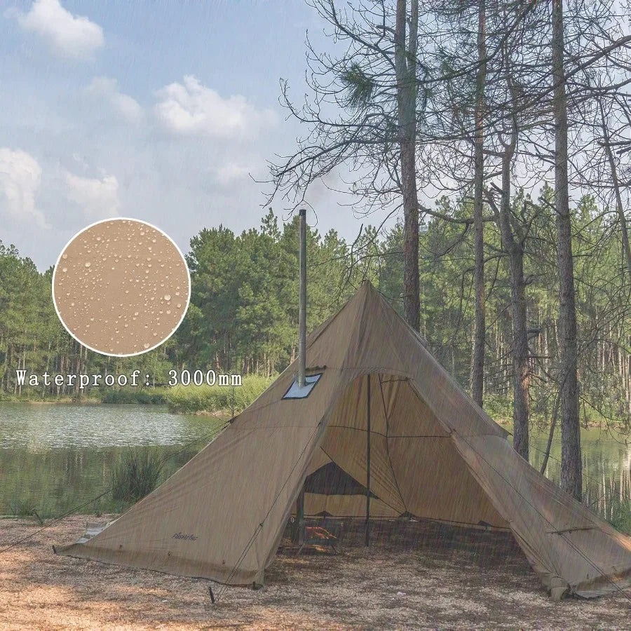 Camping Hot Tent 4-8 Person Tipi Tent with Stove Jack for Bushcraft Cooking and Heating