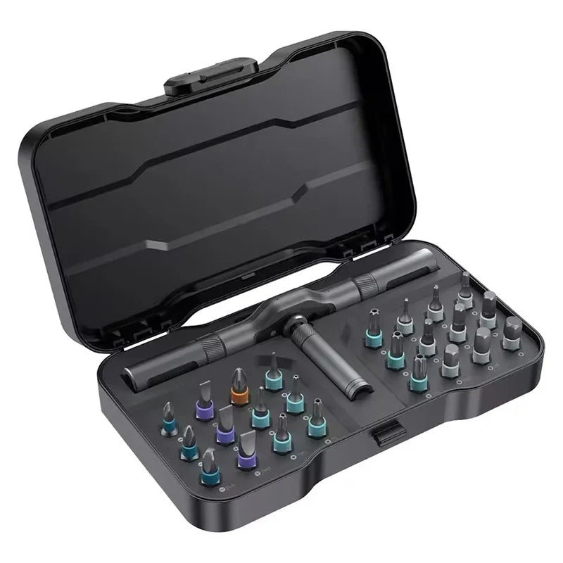 24-in-1 Multifunctional Screwdriver and Ratchet Wrench Set Magnetic Tip Hand Tools Set Home DIY Various Tasks Maintenance Kit