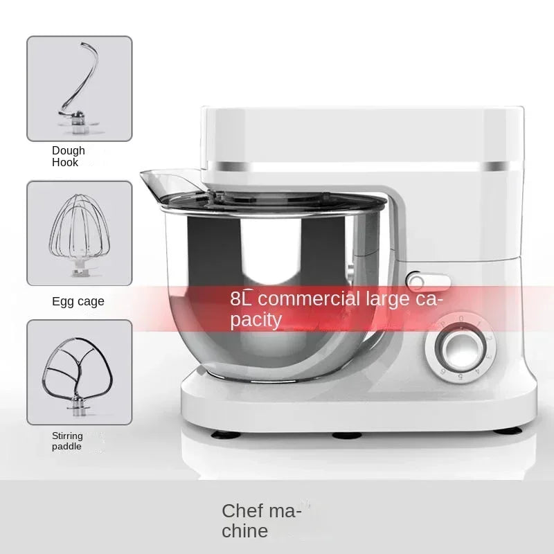 220V 8L Capacity Dough Mixer, Automatic Mixing and Kneading, Household Cream Beater, All-In-One Kitchen Assistant A